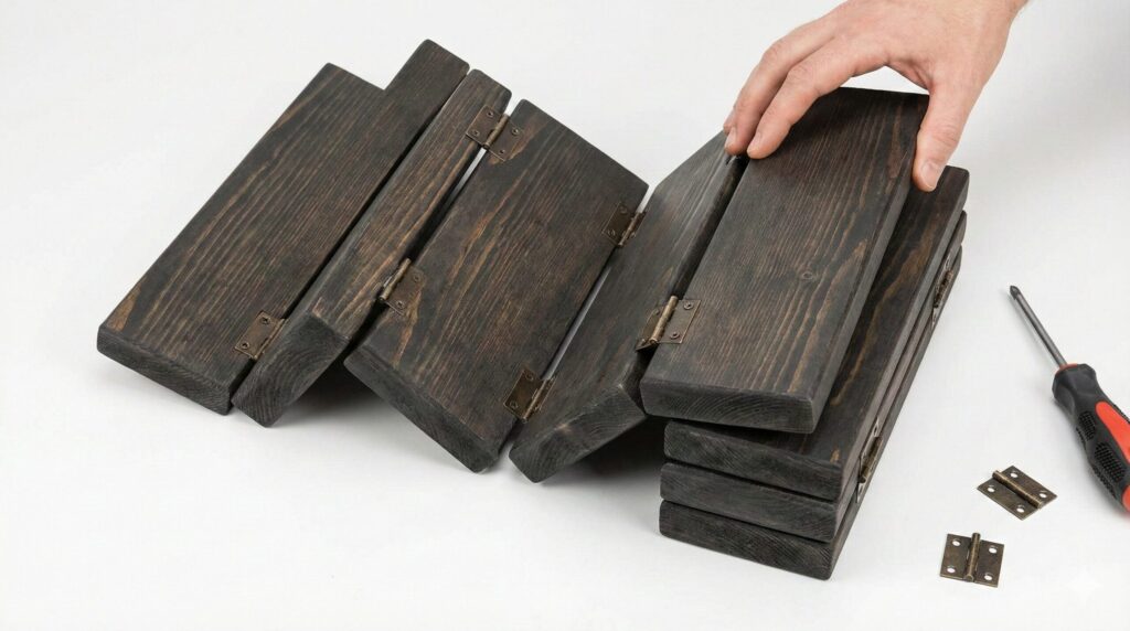 折りたたみ収納できる蝶番を使った連結テクニック