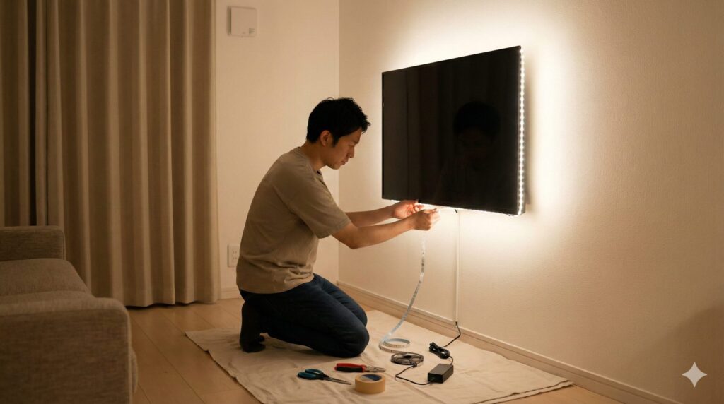 ドンキ製LEDイルミネーションテープの設置と加工方法