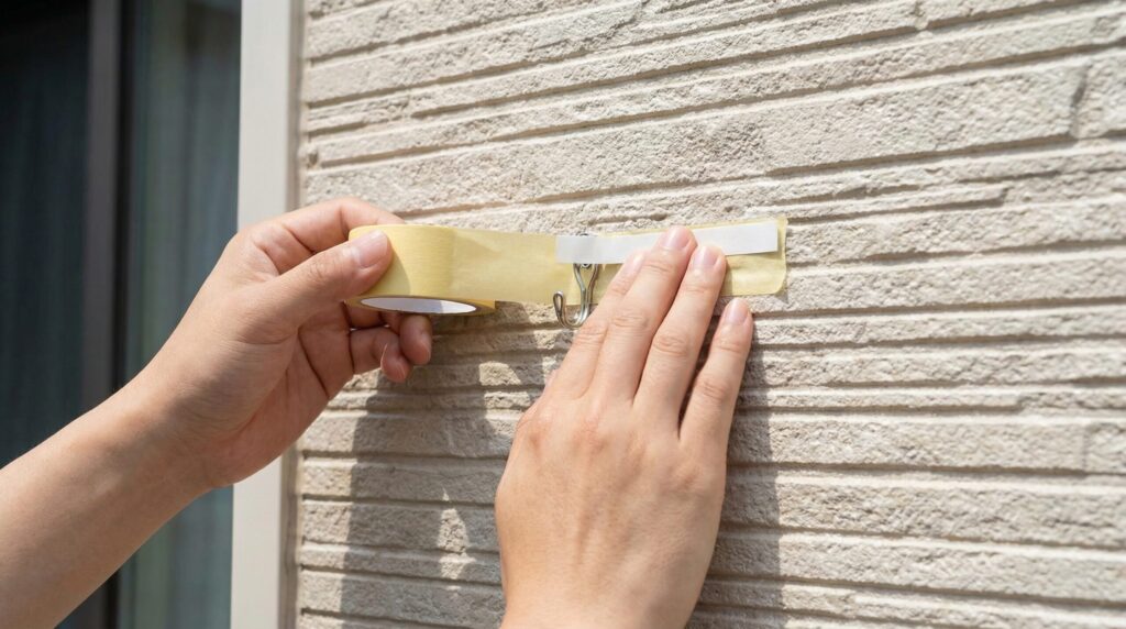 外壁に穴を開けないテープ固定の裏技