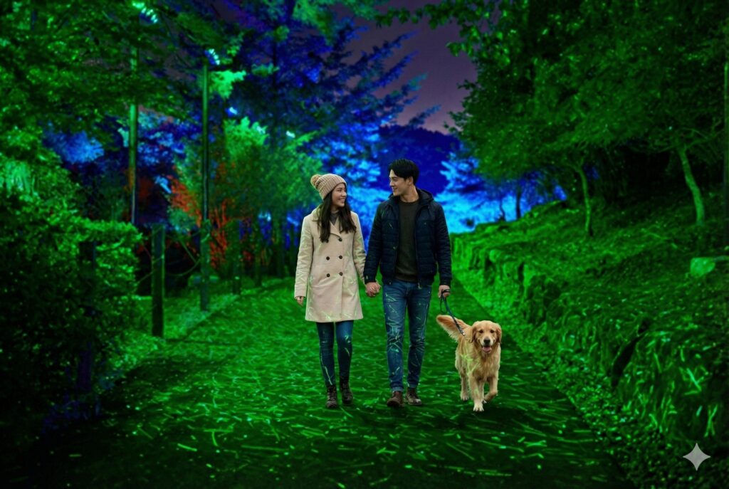 るり渓のイルミネーションは犬連れで楽しめるか
