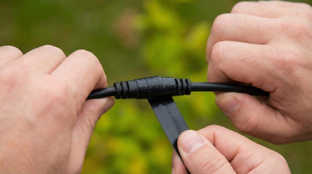 接続部は自己融着テープで完全防水