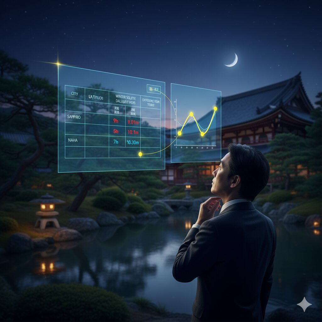 緯度による日照時間の違い