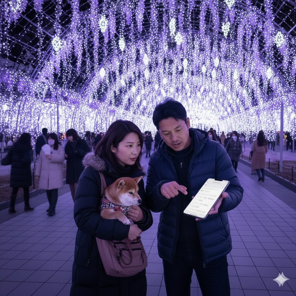 イルミネーション鑑賞の所要時間と預け入れ計画