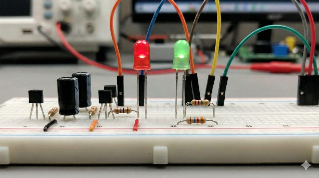 アナログ回路による交互点滅の原理