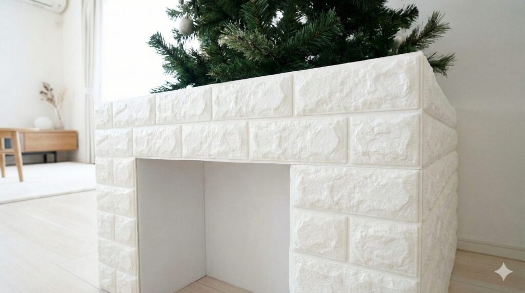ダイソーのレンガシートで北欧風マントルピースに