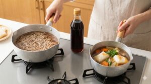 お雑煮や年越しそばはめんつゆで完璧！黄金比と色を薄くする裏技