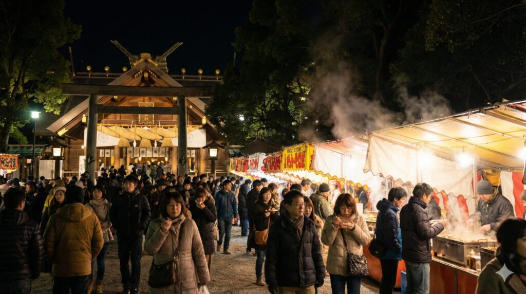 愛知の熱田神宮は深夜も屋台が稼働