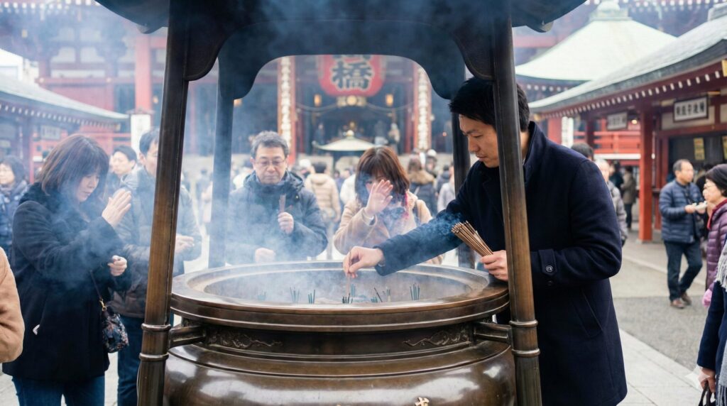 常香炉での線香の供え方と手順