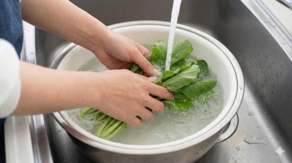 農薬が気になる葉の洗い方