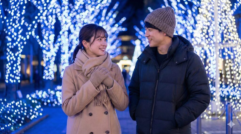 イルミネーションデートの服装は防寒とおしゃれ