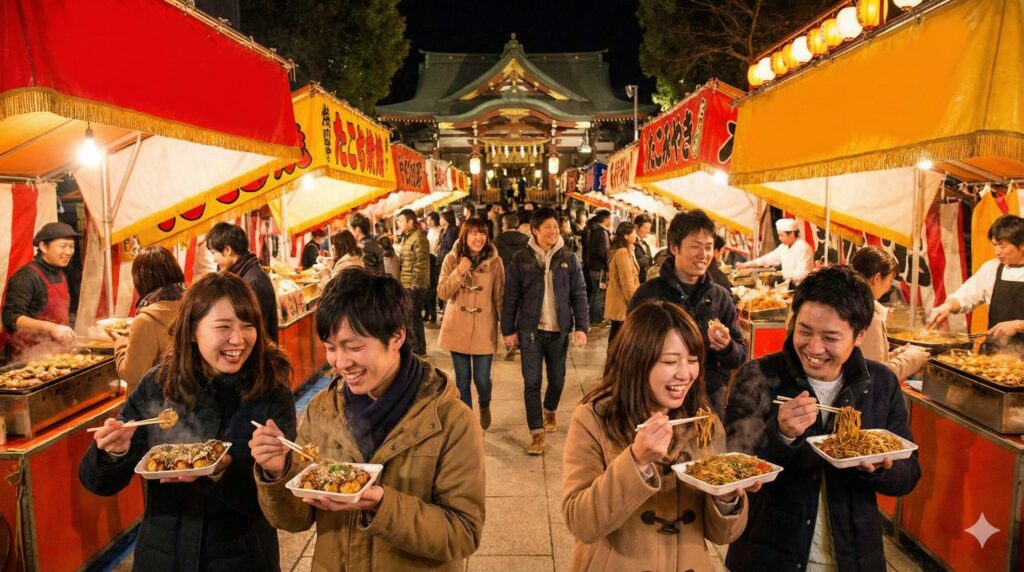 31日の夜の初詣で屋台を楽しめる場所