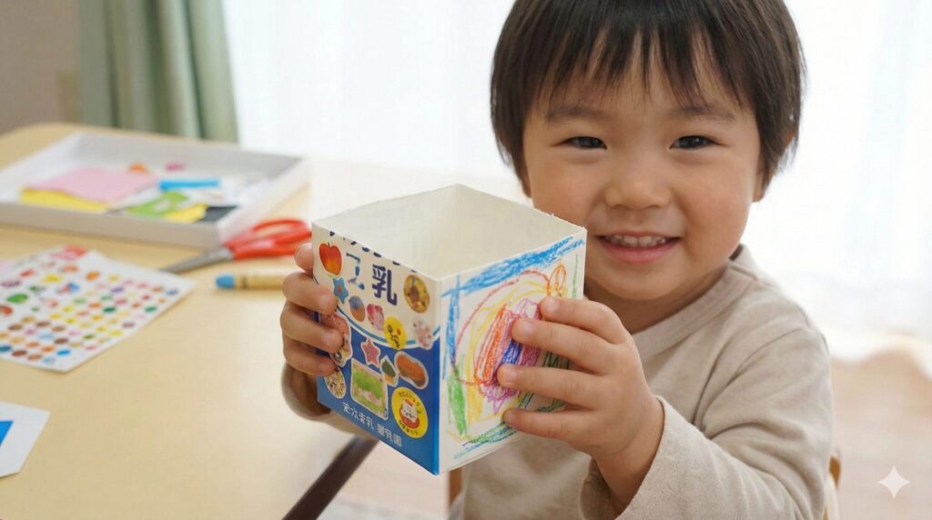 牛乳パックで自分だけの升を作る