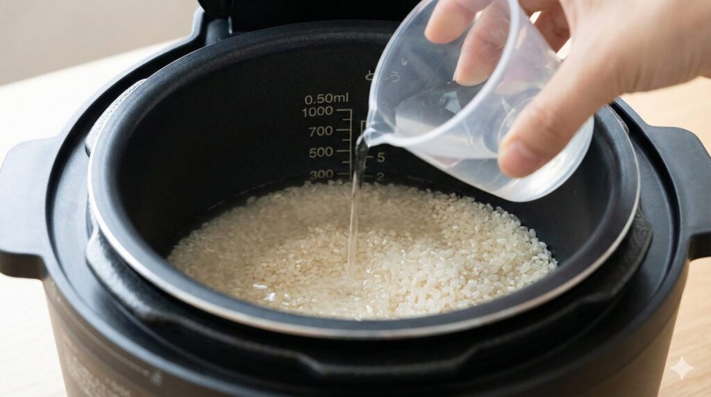 失敗しない水量は米0.5合に水700ml