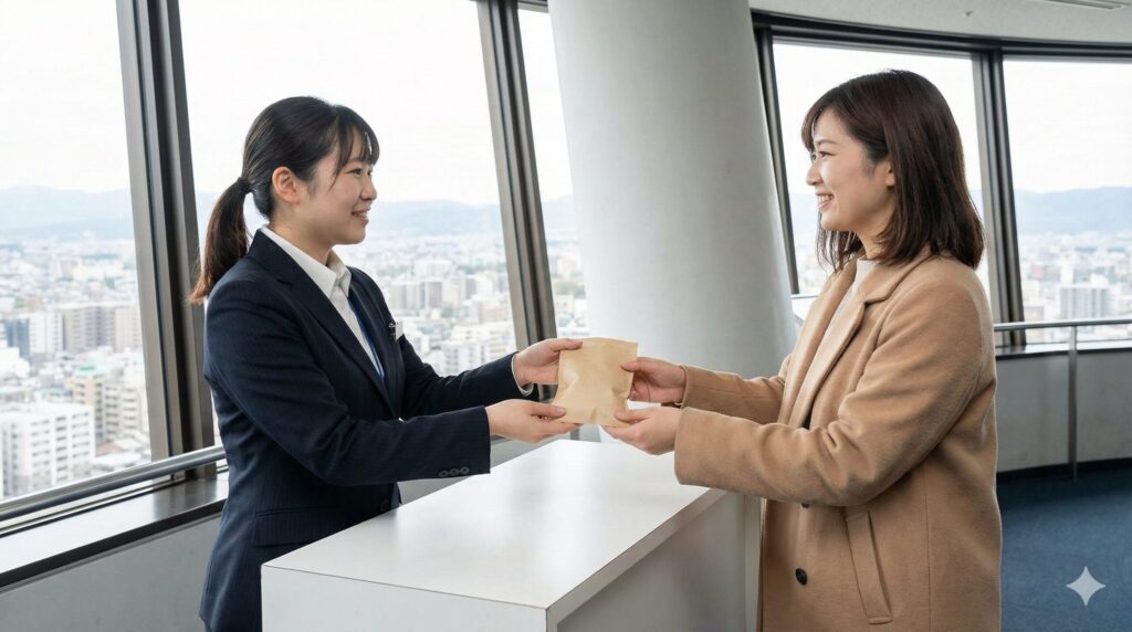 地上100mの展望室で福豆をもらう方法と配布時間