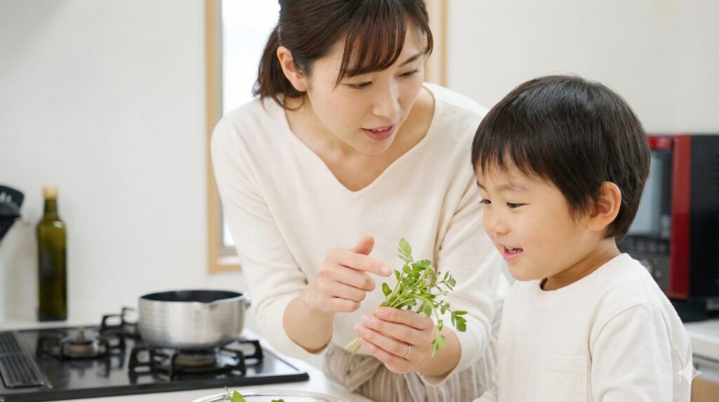 子供に七草粥の意味を伝える食育