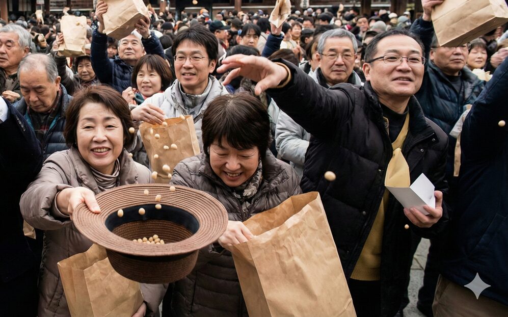 豆をキャッチする場所と袋の準備