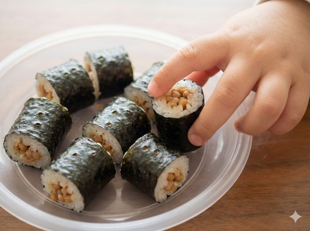 納豆を使った手づかみ食べしやすい細巻き