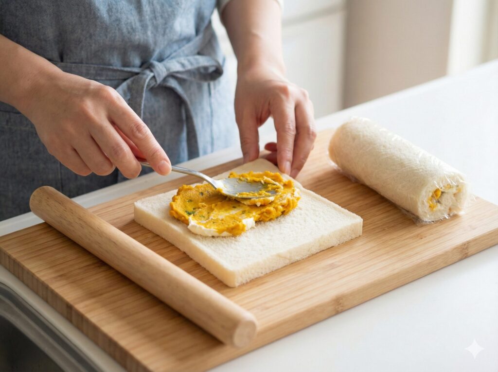 【かぼちゃとヨーグルトのデザート風ロール】