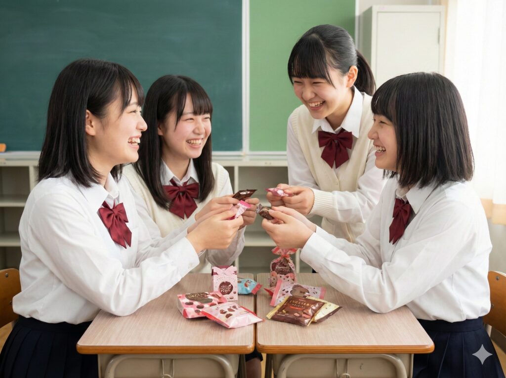 友達との友チョコ交換は休み時間に
