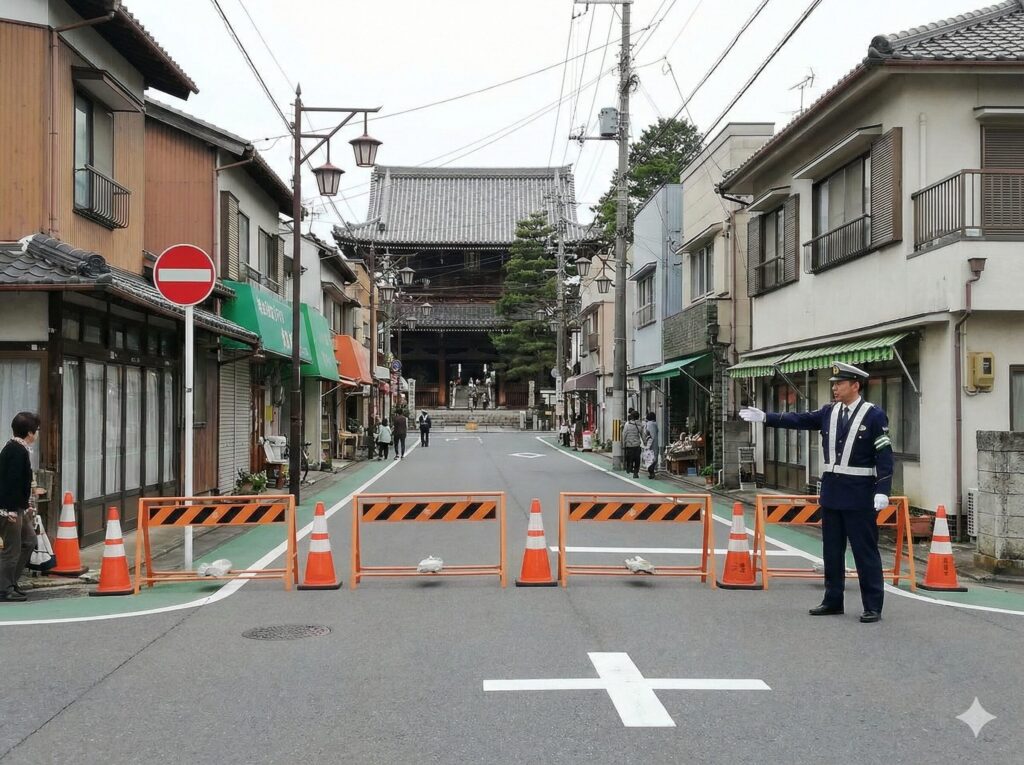 当日の周辺道路における交通規制エリア