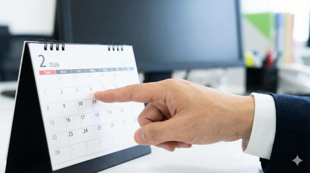 2月3日は平日？カレンダーの確認