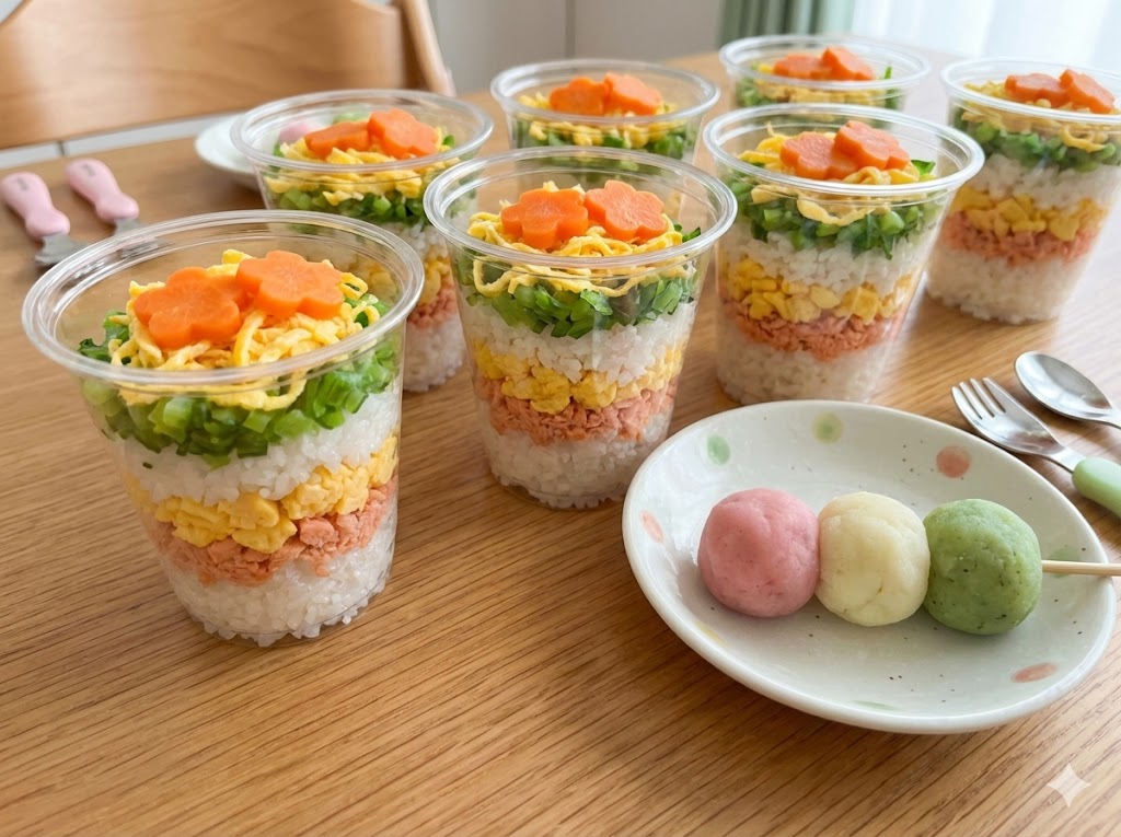 刺身なしで安心なちらし寿司と食事