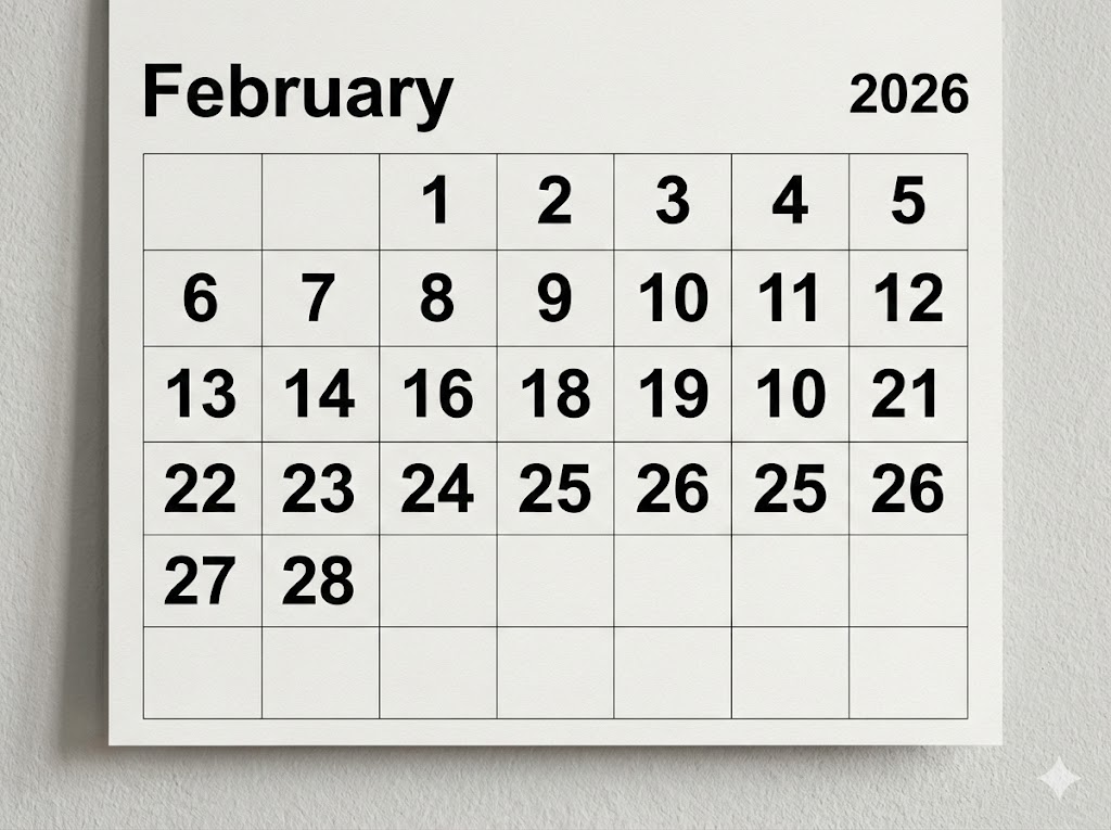 2月の日数は28日で平年確定